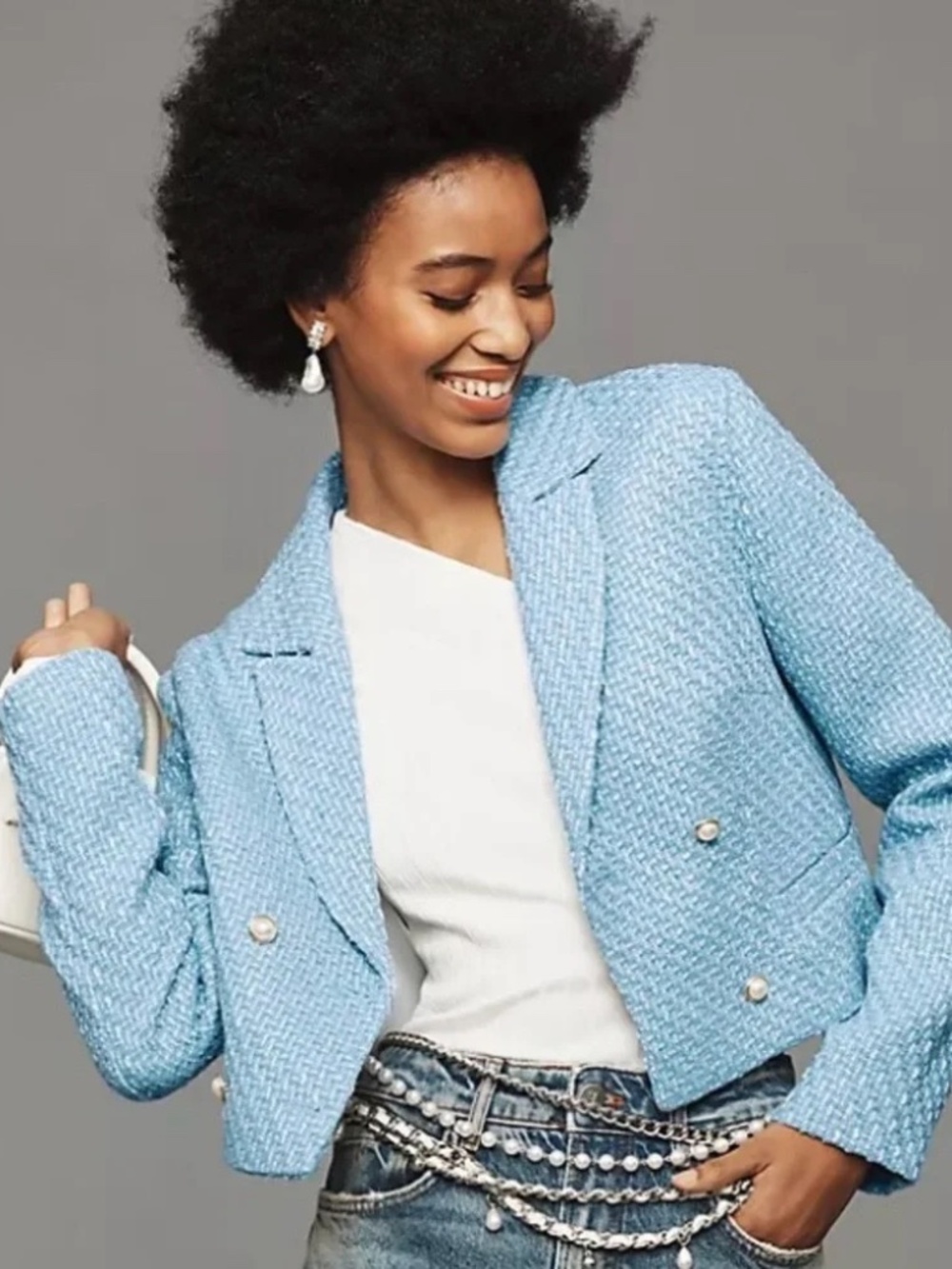 Maeve Tweed Cropped Blazer Anthropologie XS